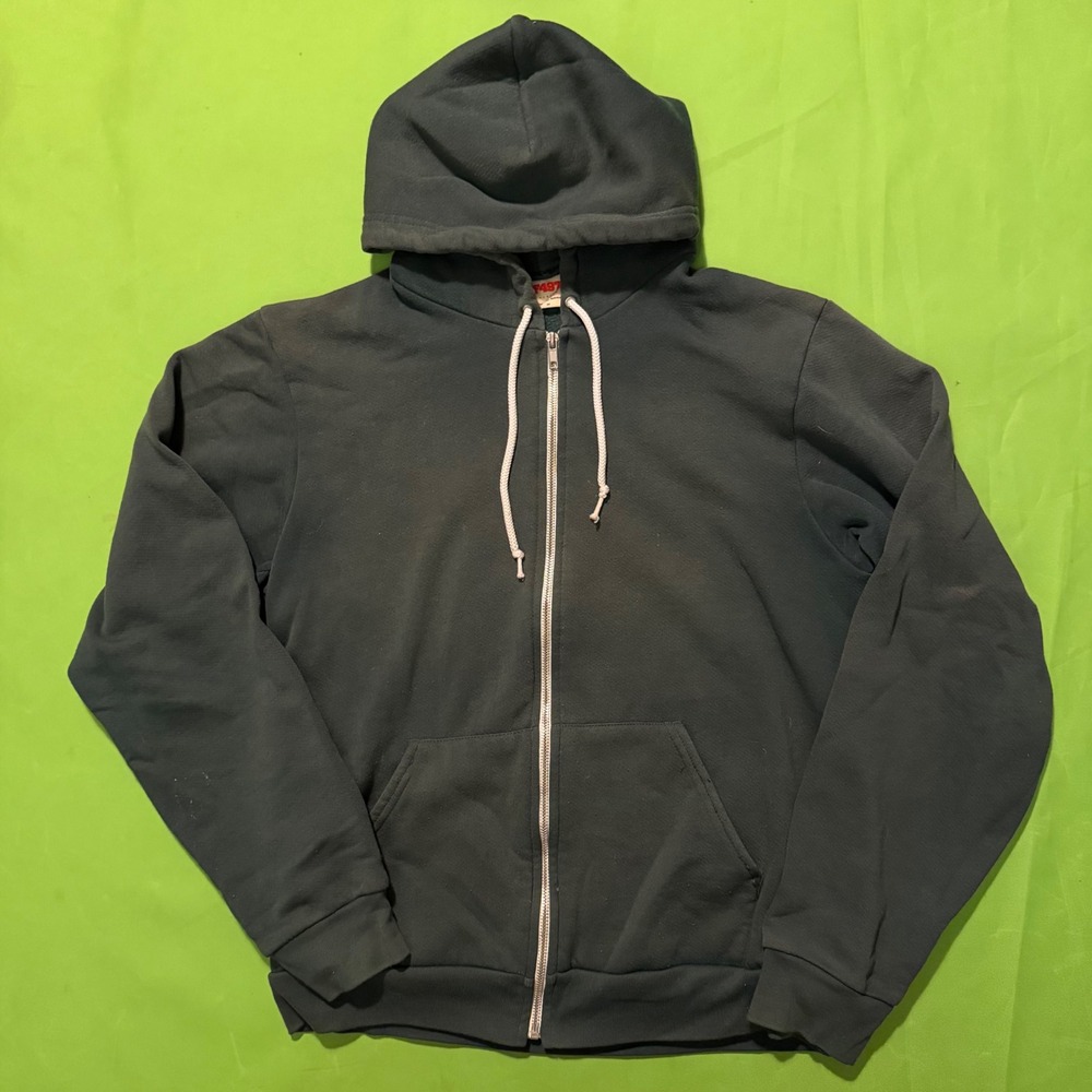 American Apparel F497 Flex Fleece Zip Up Hoodie Medium Dark Green Charcoal Mens